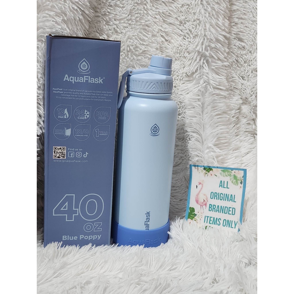 AQUAFLASK ORIGINAL 40oz BLUE POPPY Water Bottle Tumbler
