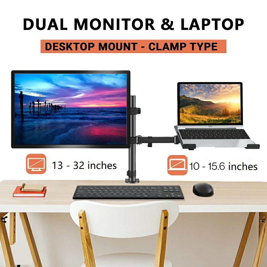 Meewoo Aluminum Height Adjustable Desktop Arm Monitor Holder Plus