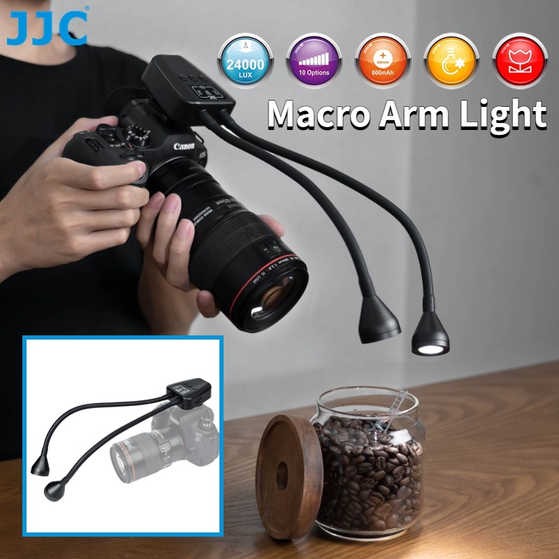 JJC LEDARM2 Adjustable Macro Arm Light for Macro Photography , TypeC Chargable Cold Shoe Mount