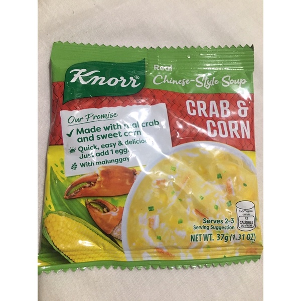 Knorr Real Chinese Soup Crab and Corn 37g Shopee Philippines