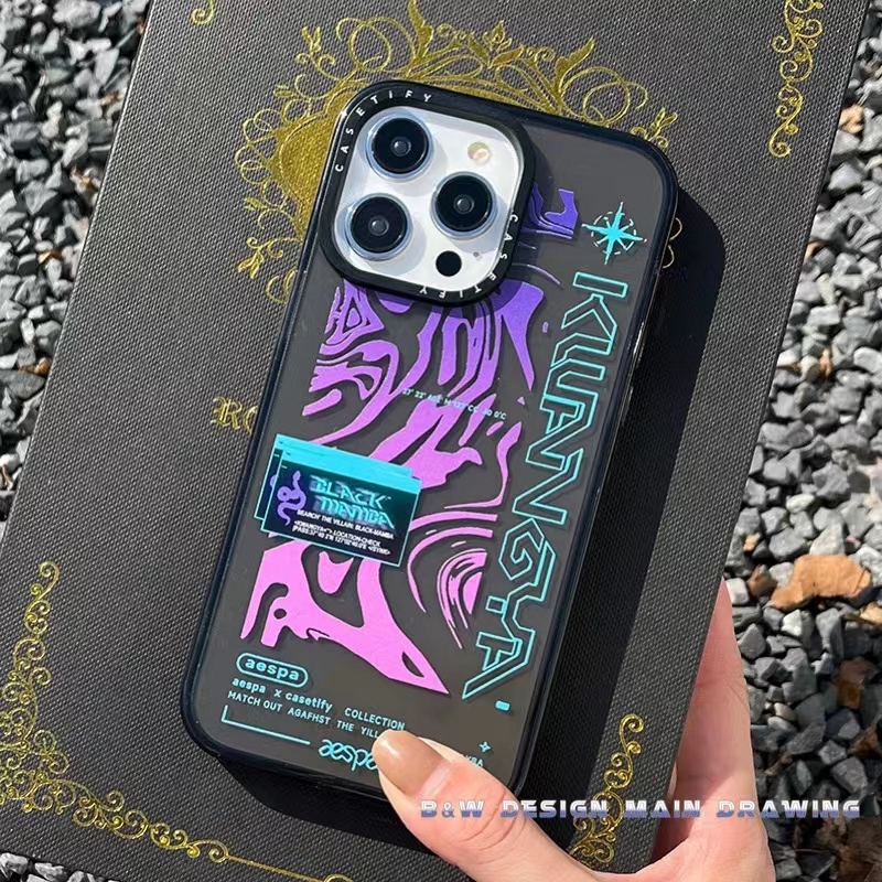 Transparent Black AESPA CASETiFY Phone Case Compatible for iPhone 14 13
