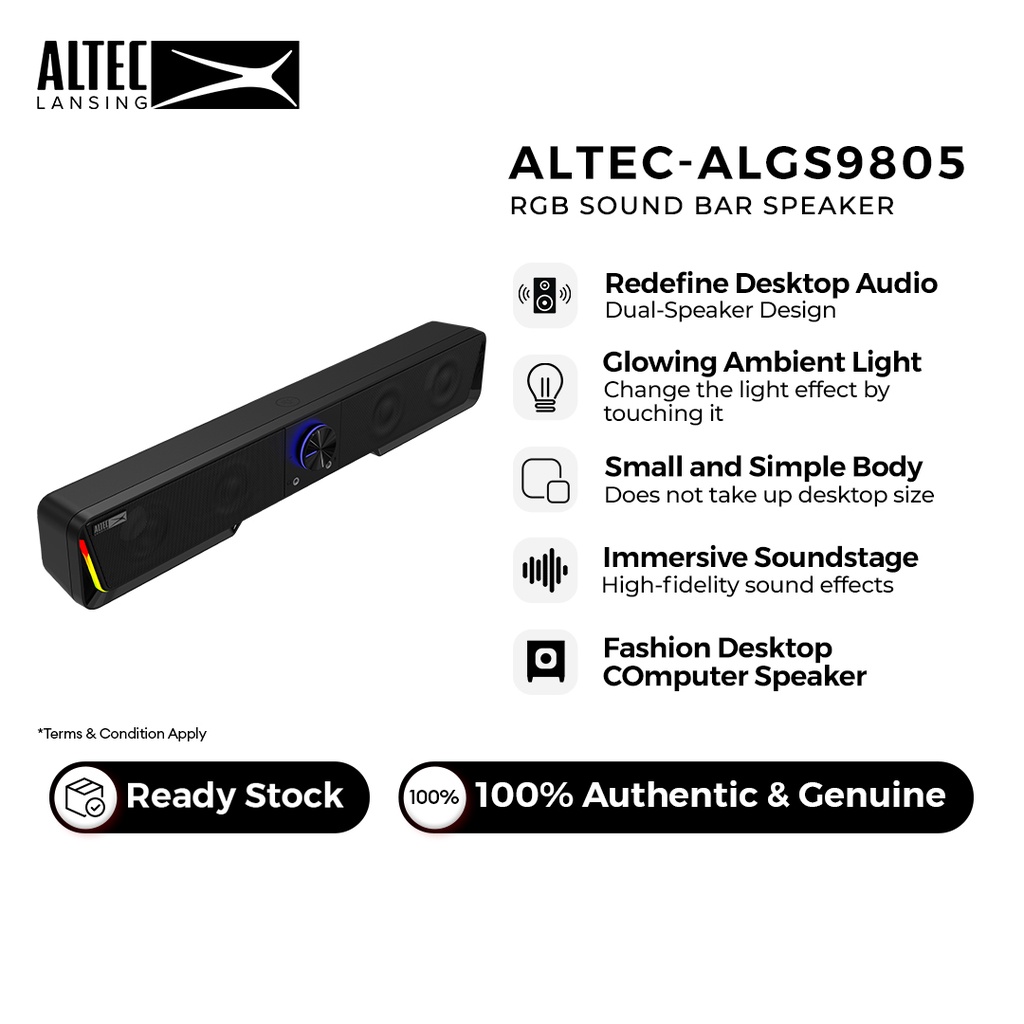 Altec Lansing Wired Rgb Soundbar Speaker Algs Shopee Philippines