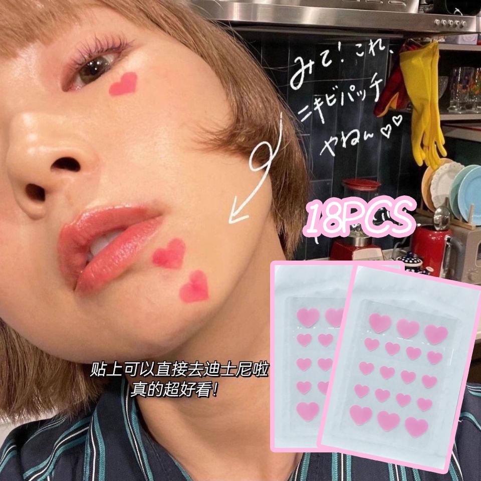 18pcs Cute Peach Heart Acne Patch/ Hydrocolloid/Water Gel Invisible