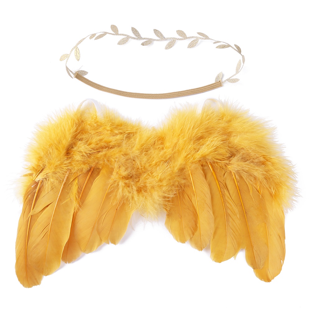 SPORTHEALTH 2pcs/Set 0-6M Baby Leaf Hairband Feather Angel Wings Cute Photography Props
