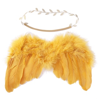 SPORTHEALTH 2pcs/Set 0-6M Baby Leaf Hairband Feather Angel Wings Cute Photography Props #1