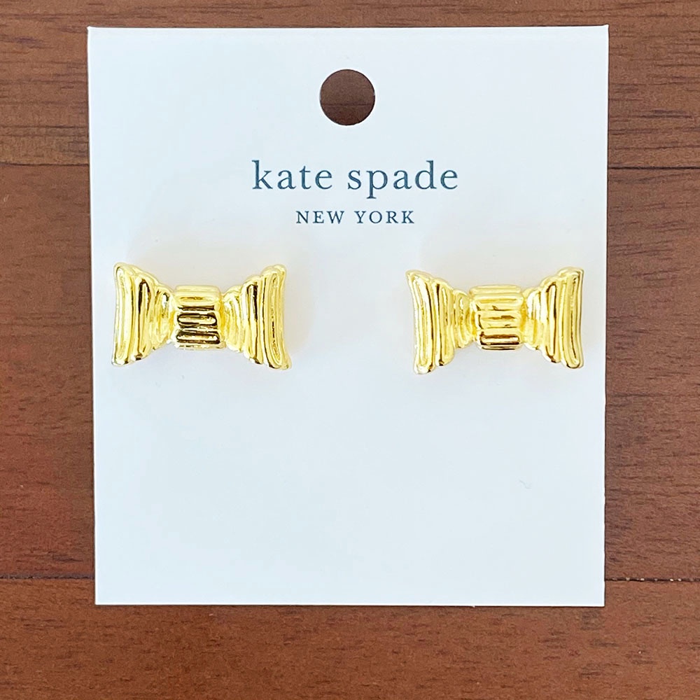 Authentic KATE SPADE Gold All Wrapped Up Bow Minimalist Stud Kids Earrings  | Shopee Philippines