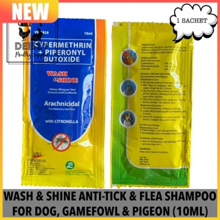 shampoo sachet ♭WASH & SHINE SHAMPOO ANTI LICE & ANTI MITES FOR DOG, CHICKEN, PIGEON (1 SACHET)✰