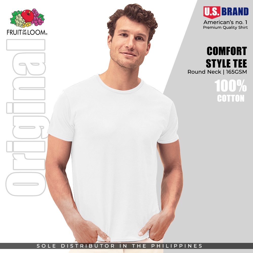Fruit of the Loom Comfort Style Tee Neck 100% White | Shopee