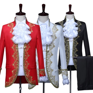 Mens Vintage Suits England Style Formal Court Dresses Costumes Retro European Court Prince Coat Pants Cosplay Party Prom Outfits