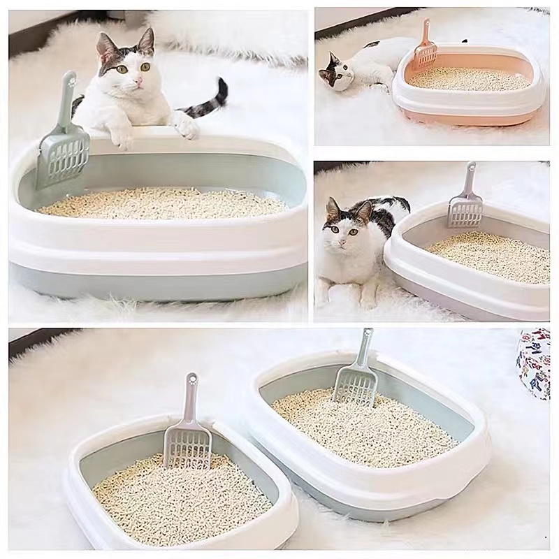 Cat Litter Box Basin With Scoop Kitten Cat Toilet Deodorization leakage prevention #7