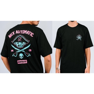 Nick Automatic Happy Bash/Motor City/Pencil Crew Bones/Block Neon/Roots/Pirates White Black T-shirt #8