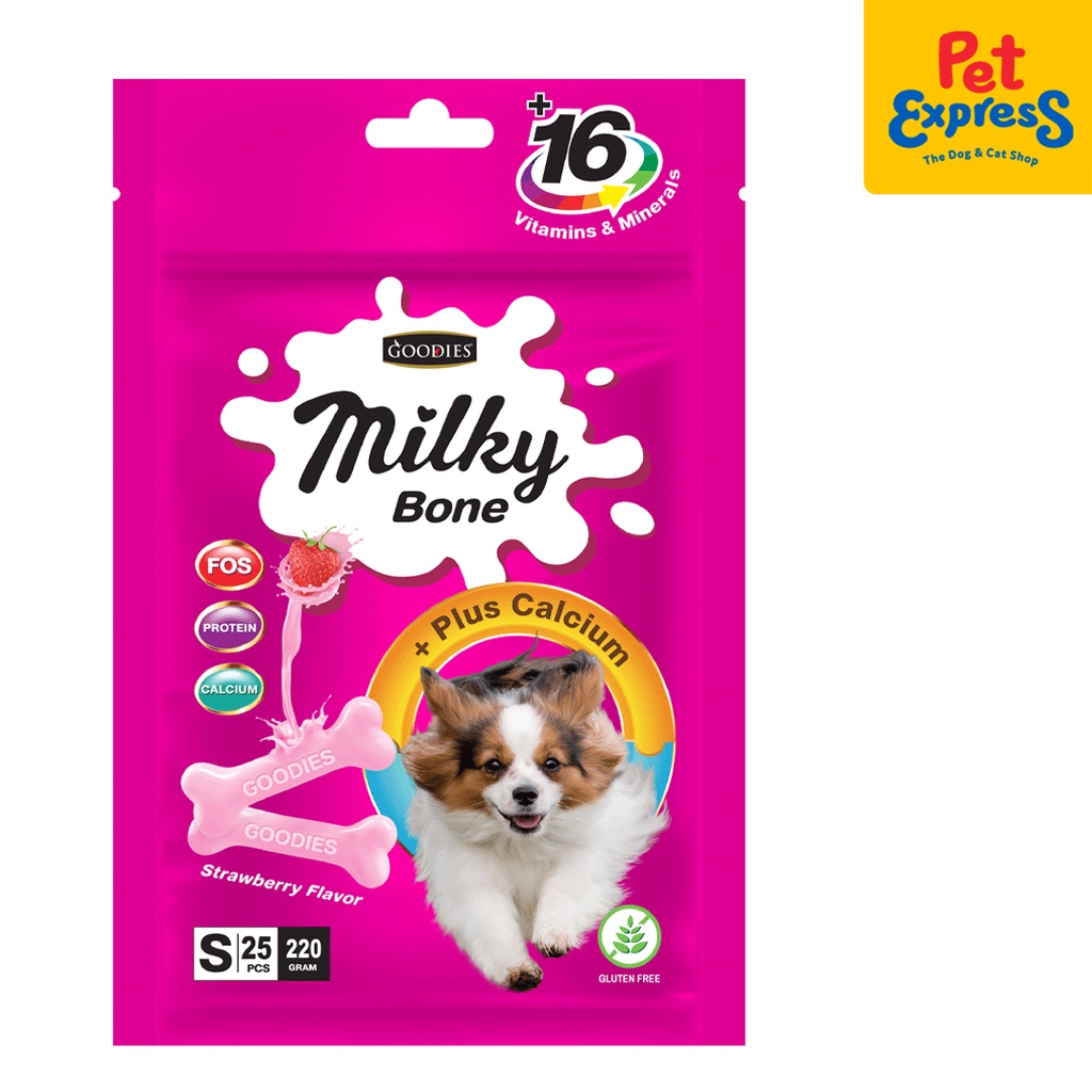 BUY 1, GET 1 Goodies Milky Bone Strawberry Dog Treats 25s 220g Shopee