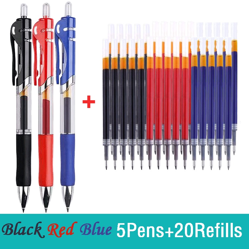 25pcs Retractable ballpen Replaceable refills gel pen large capacity 0. ...