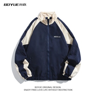 [READY STOCK] BOYUE Japanese Loose Color-Blocking Stand-Up Collar Jacket Men 2023 Youth oversize