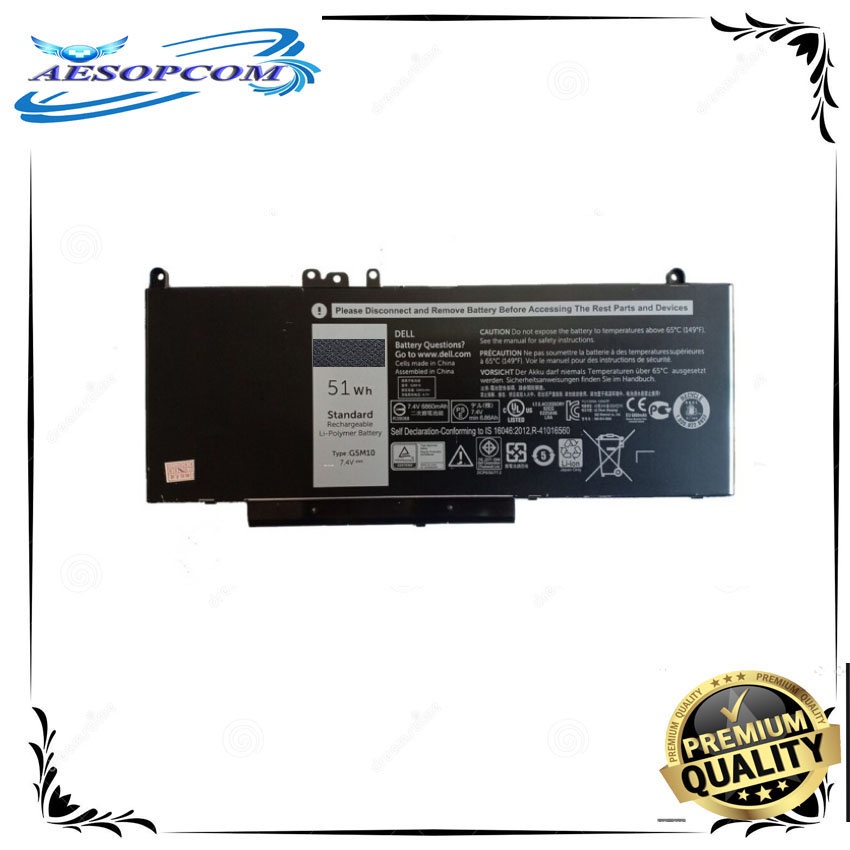 Batterie Remplacement Pour Dell Latitude E5450 E5550 - Modèle G5M10 / 8V5GX - 7.4V, 53Wh (7200mAh) - Li-ion