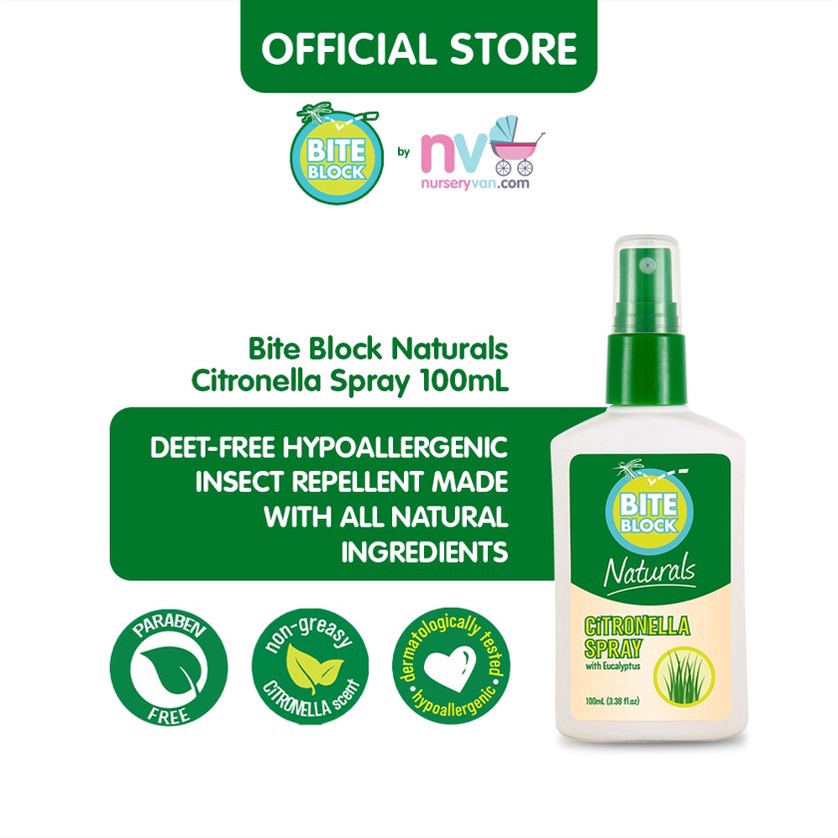 Bite Block Naturals Insect Repellent Citronella Spray 100mL. DEETfree