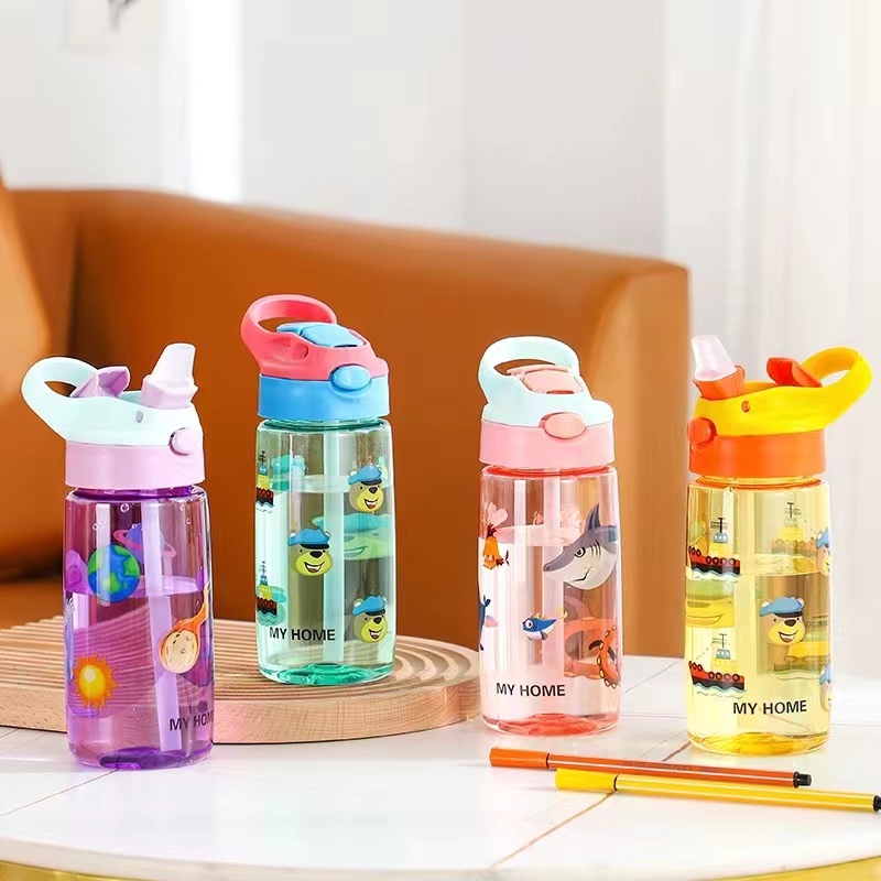 Ulife 500ml Children's Straw Cup Cartoon Cute Bottle Kids Tumbler with Straw SpillProof for