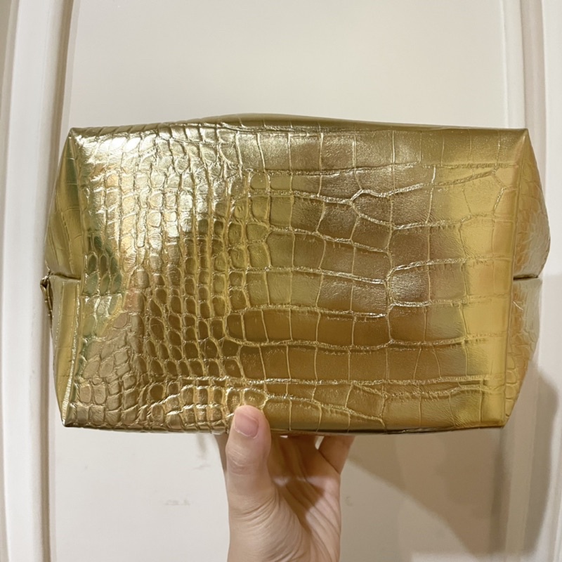 AUTHENTIC ULTA BEAUTY large gold makeup pouch bag organizer Shopee