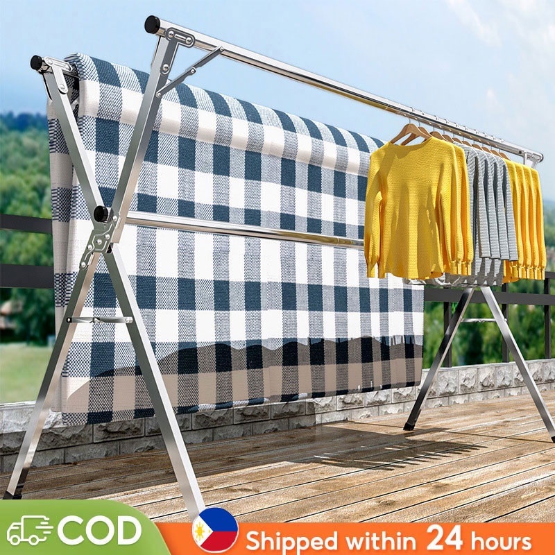 240CM Drying Rack Stainless Steel Windproof Foldable Clothes hanger for