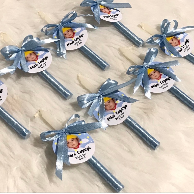 Baptismal Candle With Ribbon and Tag Shopee Philippines