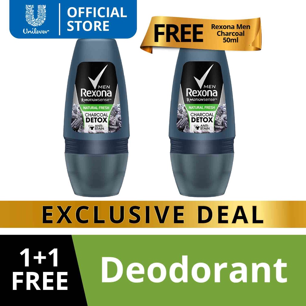 [BUY 1 TAKE 1] Rexona Men Deodorant RollOn Natural Fresh Charcoal