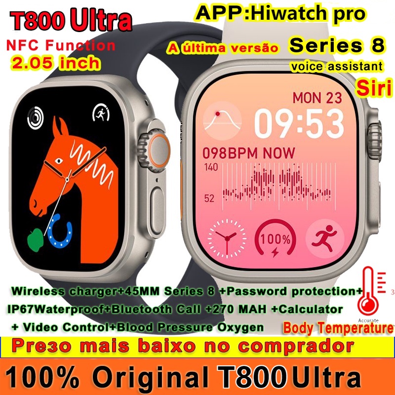 IWO 13 Max T800 Smartwatch Bluetooth Call Monitor Stopwatch Frequency ...