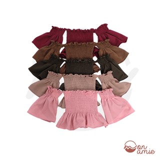 MONAMIEPH CLOVER KIDS BABY GIRL OFF SHOULDER BELL SLEEVES SMOCKING DAILY BASIC TOP 8106 #8