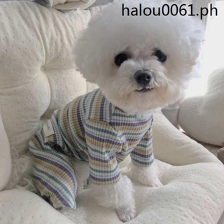 Hot Sale · Glutinous Rice Mantou Home Spring Summer New Style Dog Clothes Striped Four-Legged Teddy Bichon Comfortable Pajamas