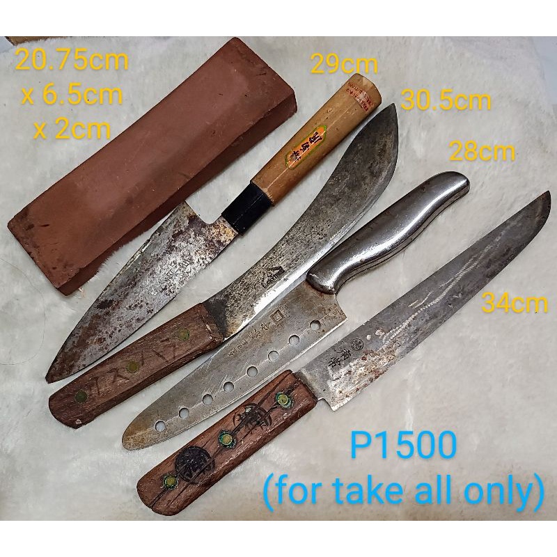 Vintage Japanese Knives with Whetstone Sharpening Stone Shopee