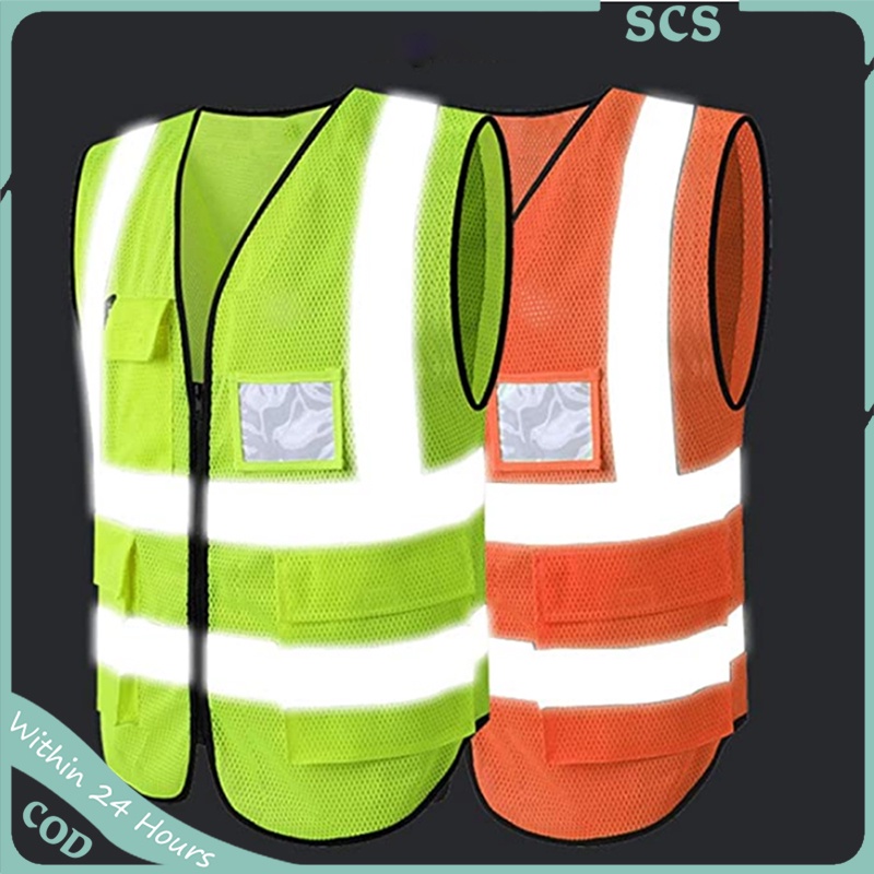 Adult Safety Vest High Visibility Reflective Safety Vest With Pockets Zipper Shopee Philippines 