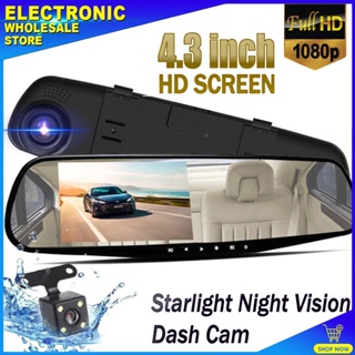 A70 Dashcam 4.3 inch 1080P HD with Dual Lens Front and Rear View Mirror Car DVR Driving Recorder