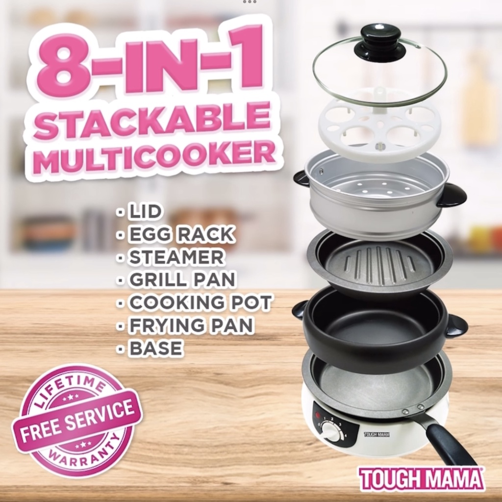 Tough Mama NTMMC15 Stackable 8in1 Multicooker Nonstick pans Energy