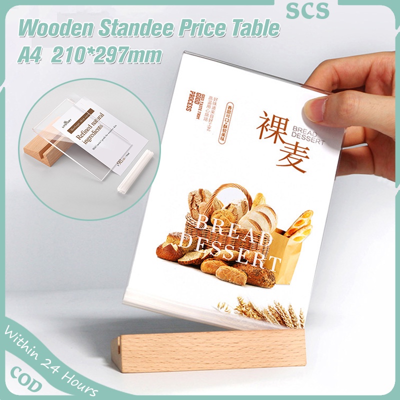 Restaurant Acrylic Desktop Display Holder L Shape Clear Acrylic Frames