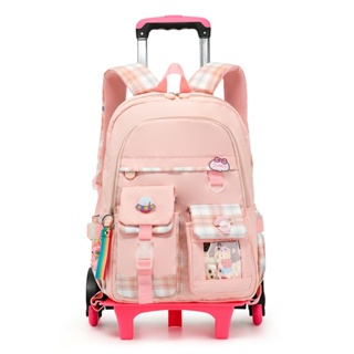 NEW 2/6 Wheels High Quality Girls Trolley Backpack Schoolbag with Wheels Orthopedic Bags for Children Schoolbag Rolling Backpack Bag #9