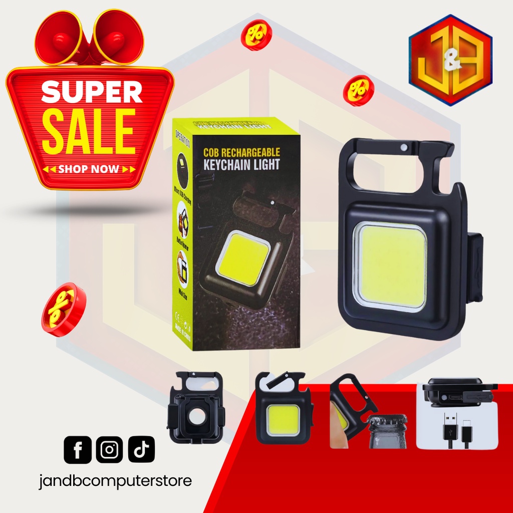 COB Small Flashlights, 800Lumens Bright Rechargeable Keychain Mini