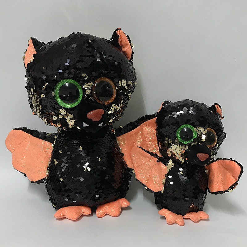 Ty 6in; and 9in; Flippables Color Changing Omen the Halloween Bat Plush Stuffed Animal