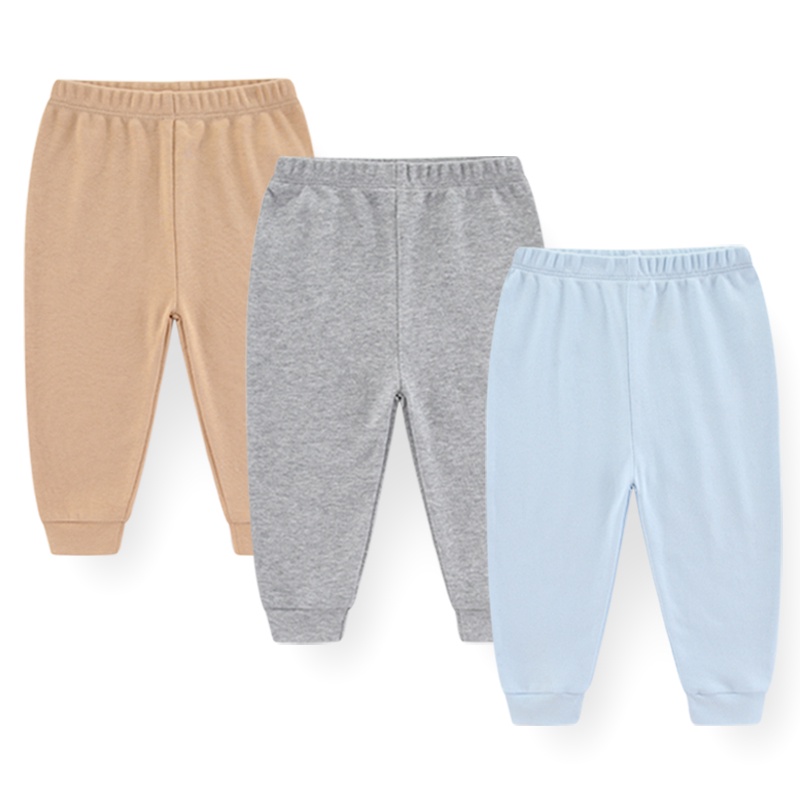 3 Piece Unisex Solid Color Newborn Baby Girl Pant 024M Cotton Baby Boy