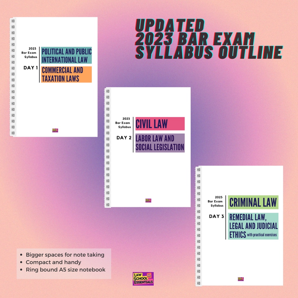 2023 Bar Exam Syllabus Outline Notebook Shopee Philippines