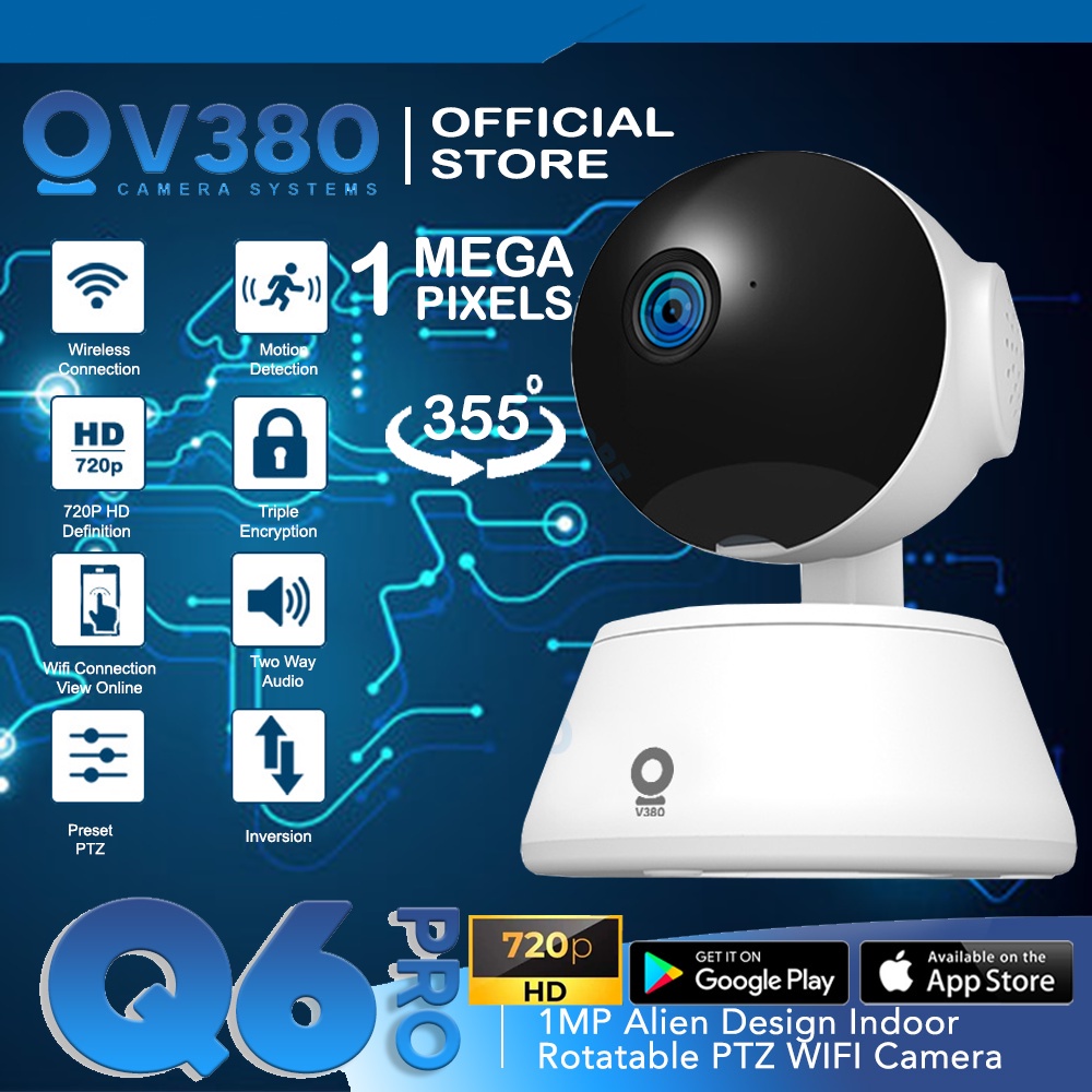 V380 CCTV Camera 1080P Wifi Q6 Pro Connect to Cellphone Smart Home