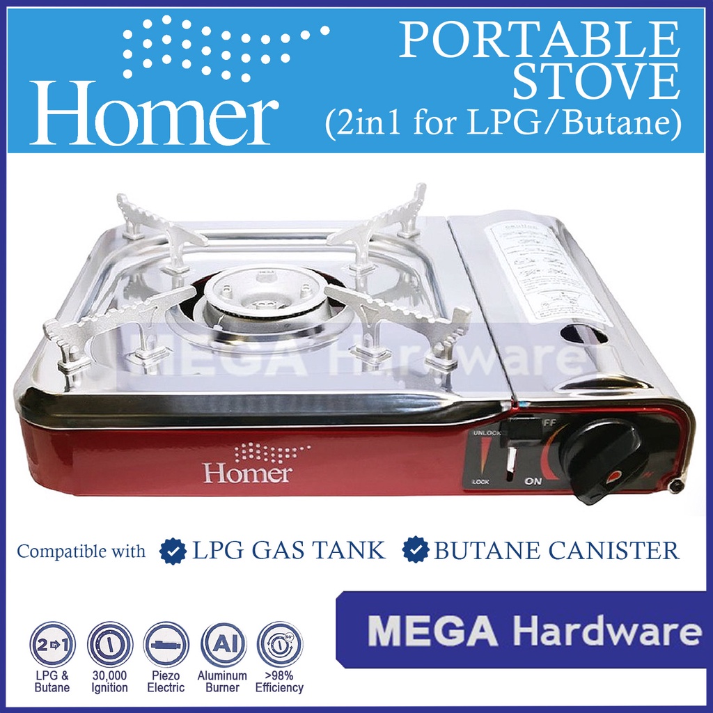 Homer Portable Butane Stove Dual Function Red (LPG or Butane) | Shopee ...