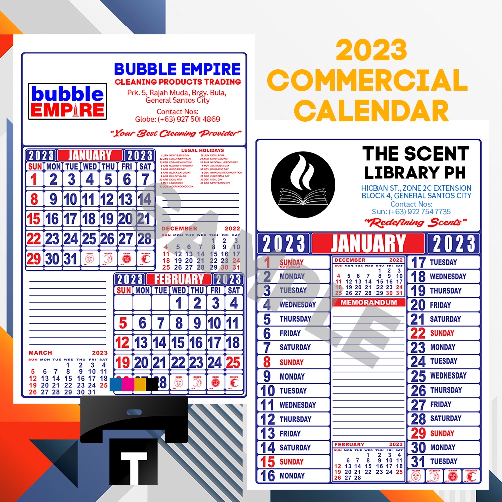 2023 Long Size Commercial Calendar Shopee Philippines