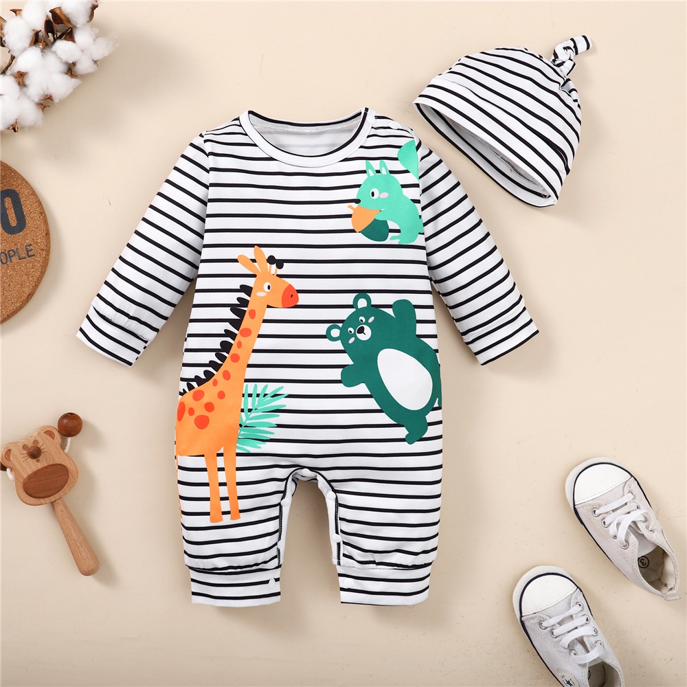 Mikrdoo 0-12Months Newborn Baby Boy Lovely Aniamals Cartoon Romper with ...