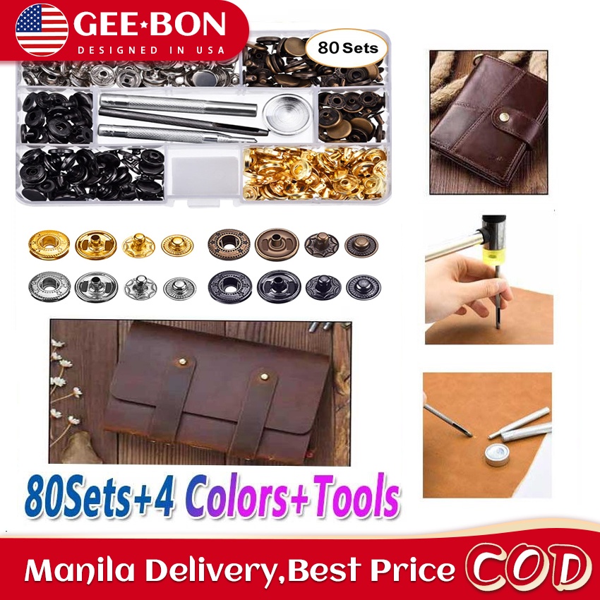 GEEBON 80PCS Snap Fasteners Kit Metal Snap Buttons for Clothing Tailor ...