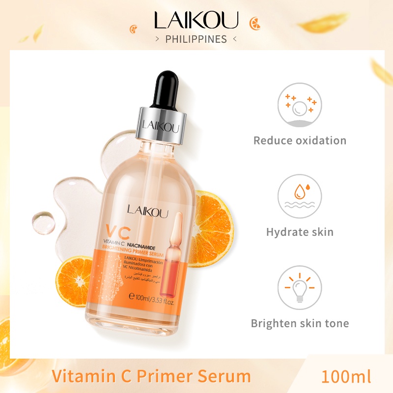 LAIKOU Vitamin C Serum VC Whitening Makeup Primer Essence Niacinamide