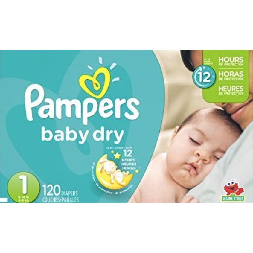 Pampers Baby Dry Disposable Baby Diapers, Super Pack, Size 1, 120 count