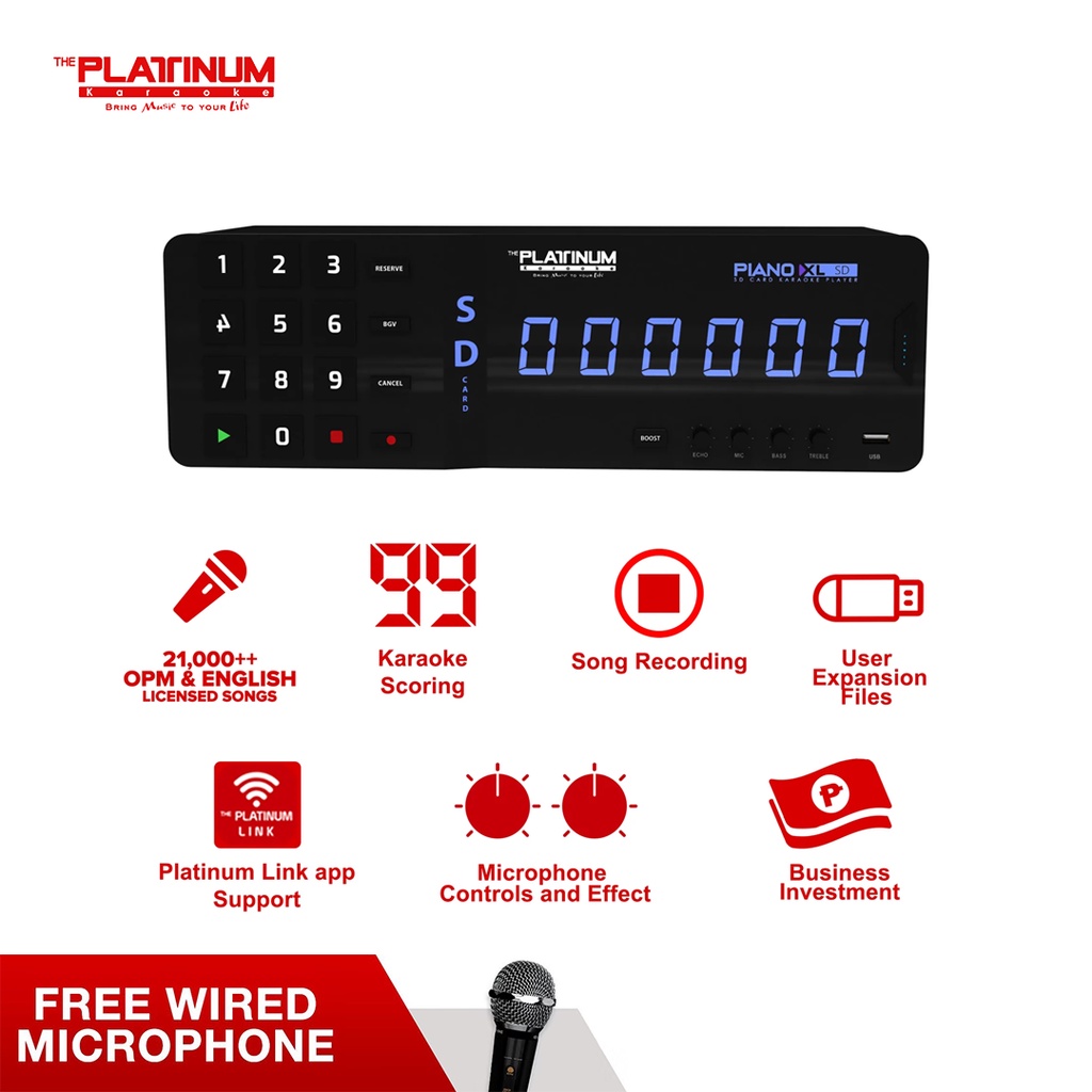 Platinum Karaoke Piano XL SD Karaoke Player with 21,000++ Songs and