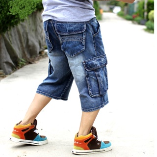 Mens Plus Size Loose Baggy Denim Short Men Jeans Fashion Streetwear Hip Hop Long 34 Capri Cargo Shor #2