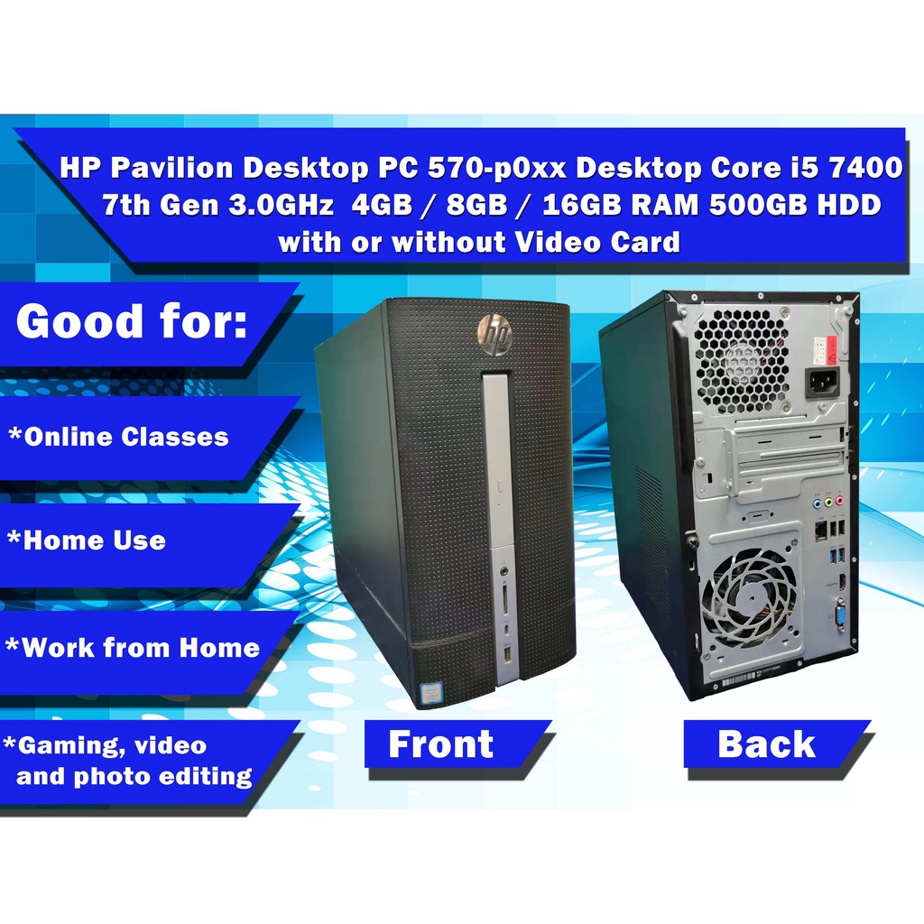 HP Pavilion Desktop PC 570p0xx Desktop Core i5 7400 7th Gen 3.0GHz 4GB