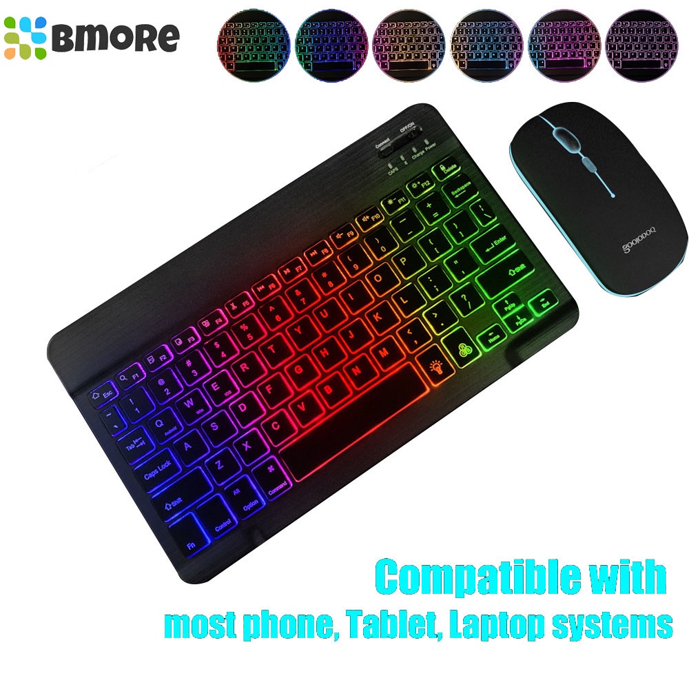 Bmore Goojodoq Backlit Wireless Bluetooth Keyboard And Mouse With Light Led For Pad Laptop
