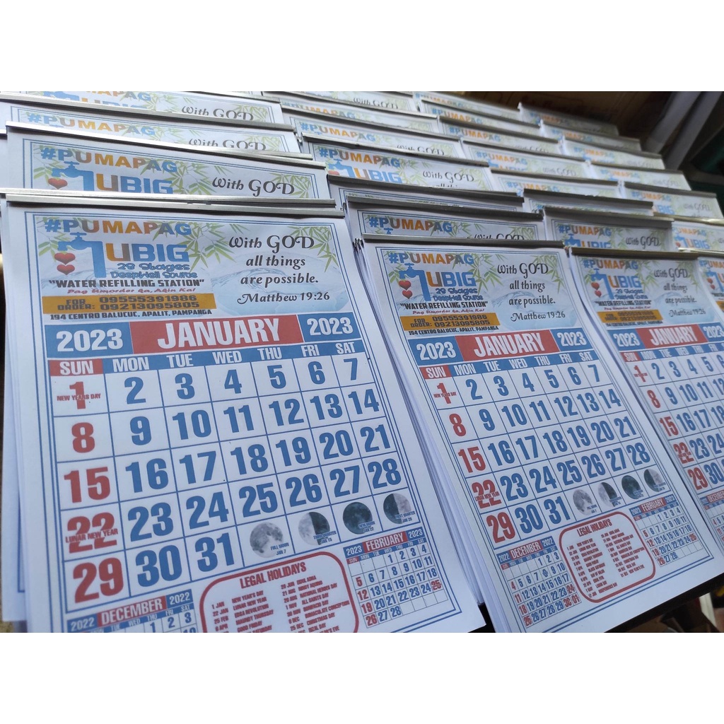 Commercial Calendar A4,Long, A3 Shopee Philippines